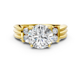 Yellow gold Round Cut Three-Stone Channel Set Ring with Bar Prongs_63