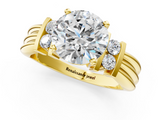 Yellow gold Round Cut Three-Stone Channel Set Ring with Bar Prongs_64