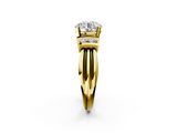 Yellow gold Round Cut Three-Stone Channel Set Ring with Bar Prongs_65