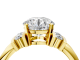 Yellow gold Round Cut Three-Stone Channel Set Ring with Bar Prongs_67