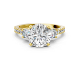 Yellow gold Round Cut Three-Stone Diamond Pavé Band with Prong Setting_62