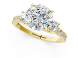 Yellow gold Round Cut Three-Stone Diamond Pavé Band with Prong Setting_63