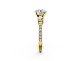 Yellow gold Round Cut Three-Stone Diamond Pavé Band with Prong Setting_64