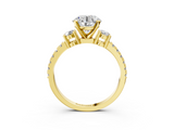 Yellow gold Round Cut Three-Stone Diamond Pavé Band with Prong Setting_65