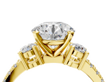 Yellow gold Round Cut Three-Stone Diamond Pavé Band with Prong Setting_66