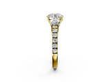 Yellow gold Round Cut Three-Stone Diamond Pave Band with Prong Setting_93