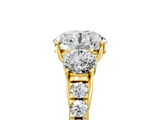 Yellow gold Round Cut Three-Stone Diamond Pave Band with Prong Setting_96