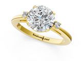Yellow gold Round Cut Three-Stone Solitaire Ring with Round Accent Diamonds and Four-Prong Setting_33