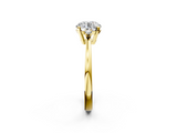 Yellow gold Round Cut Three-Stone Solitaire Ring with Round Accent Diamonds and Four-Prong Setting_34