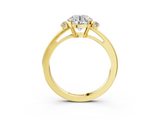 Yellow gold Round Cut Three-Stone Solitaire Ring with Round Accent Diamonds and Four-Prong Setting_35