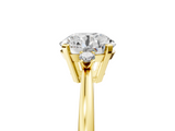 Yellow gold Round Cut Three-Stone Solitaire Ring with Round Accent Diamonds and Four-Prong Setting_37