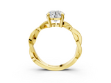Yellow gold Round Cut Twisted Pavé Band Solitaire Ring with Four-Prong Setting_116