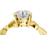 Yellow gold Round Cut Twisted Pavé Band Solitaire Ring with Four-Prong Setting_117