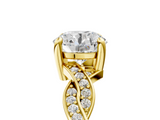 Yellow gold Round Cut Twisted Pavé Band Solitaire Ring with Four-Prong Setting_118