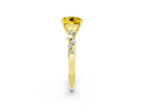 Yellow gold Round Cut Yellow Sapphire Cluster Side Stone Solitaire Ring with Prong Setting_50
