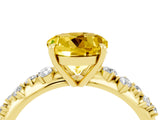 Yellow gold Round Cut Yellow Sapphire Cluster Side Stone Solitaire Ring with Prong Setting_52