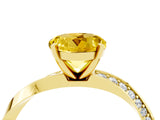 Yellow gold Round Cut Yellow Sapphire Engagement Ring with Side Stone Accents and Four-Prong Setting_64