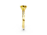 Yellow gold Round Cut Yellow Sapphire Engagement Ring with Side Stone Accents and Four-Prong Setting_74