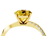 Yellow gold Round Cut Yellow Sapphire Engagement Ring with Side Stone Accents and Four-Prong Setting_76