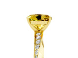 Yellow gold Round Cut Yellow Sapphire Engagement Ring with Side Stone Accents and Four-Prong Setting_77