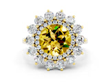Yellow gold Round Cut Yellow Sapphire Floral Double Halo Engagement Ring with Prong Setting_60