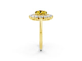 Yellow gold Round Cut Yellow Sapphire Floral Double Halo Engagement Ring with Prong Setting_62