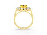 Yellow gold Round Cut Yellow Sapphire Floral Double Halo Engagement Ring with Prong Setting_63