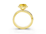 Yellow gold Round Cut Yellow Sapphire Halo Ring with Round Split Shank and Prong Setting_51