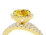 Yellow gold Round Cut Yellow Sapphire Halo Ring with Round Split Shank and Prong Setting_52