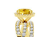 Yellow gold Round Cut Yellow Sapphire Halo Ring with Round Split Shank and Prong Setting_53