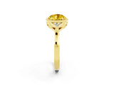 Yellow gold Round Cut Yellow Sapphire Halo Ring with Tapered Band and Four-Prong Setting_2