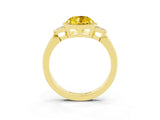 Yellow gold Round Cut Yellow Sapphire Halo Ring with Tapered Band and Four-Prong Setting_3