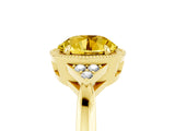 Yellow gold Round Cut Yellow Sapphire Halo Ring with Tapered Band and Four-Prong Setting_5