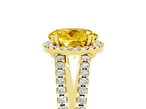 Yellow gold Round Cut Yellow Sapphire Halo Split Shank Engagement Ring_17