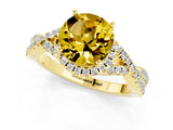 Yellow gold Round Cut Yellow Sapphire  Halo Twist Band Solitaire Prong Setting Ring_25