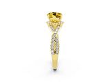 Yellow gold Round Cut Yellow Sapphire  Halo Twist Band Solitaire Prong Setting Ring_26