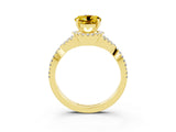 Yellow gold Round Cut Yellow Sapphire  Halo Twist Band Solitaire Prong Setting Ring_27