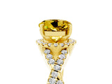Yellow gold Round Cut Yellow Sapphire  Halo Twist Band Solitaire Prong Setting Ring_29