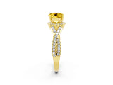 Yellow gold Round Cut Yellow Sapphire  Halo Twist Band Solitaire Prong Setting Ring_44