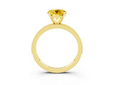 Yellow gold Round Cut Yellow Sapphire Milgrain Pavé Engagement Ring with Four-Prong Setting_27