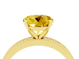 Yellow gold Round Cut Yellow Sapphire Milgrain Pavé Engagement Ring with Four-Prong Setting_28