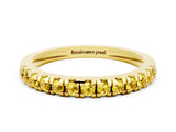 Yellow gold Round Cut Yellow Sapphire Pavé Set Thin Band