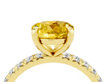 Yellow gold Round Cut Yellow Sapphire Pavé Solitaire Ring with Round Band and Prong Setting_16