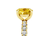 Yellow gold Round Cut Yellow Sapphire Pavé Solitaire Ring with Round Band and Prong Setting_17