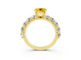 Yellow gold Round Cut Yellow Sapphire Prong Setting with Side Stones on a Pave Band_27