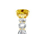 Yellow gold Round Cut Yellow Sapphire Prong Setting with Side Stones on a Pave Band_29