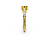 Yellow gold Round Cut Yellow Sapphire Ring with Milgrain Pavé Band and Four-Prong Setting_38