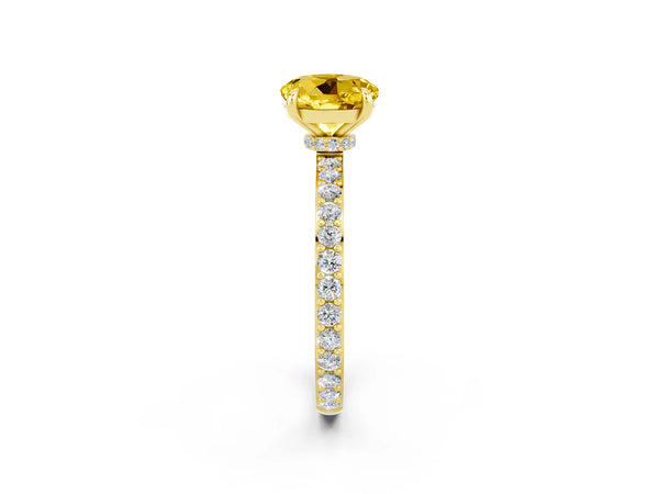Yellow gold Round Cut Yellow Sapphire Pavé Engagement Ring with Round  Accents and Prong Setting
