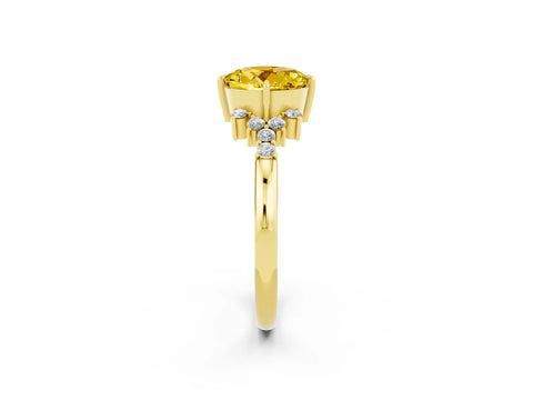 Yellow gold Round Cut Yellow Sapphire Ring with Side Stones and Four-Prong Setting_62