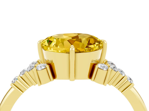 Yellow gold Round Cut Yellow Sapphire Ring with Side Stones and Four-Prong Setting_64